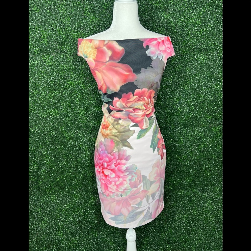 Ted Baker EMLY painted poise Bardot dress size 4 equivalent to a US 10.